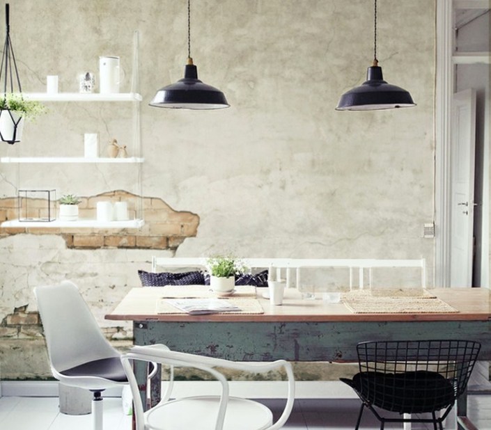 Décoration mur fissuré apier peint